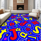 Playful Alphabet Red Yellow Blue Collage Rug