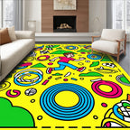 Yellow Cartoon Figure Ring Race Rug