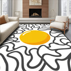 Golden Sun With Abstract Swirls Rug