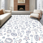 Whimsical Starburst Doodle Sporty Shapes Rug