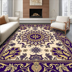 Regal Violet Gold Floral Medallion Rug