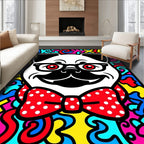 Dapper Pug Red Polka Dot Bowtie Rug