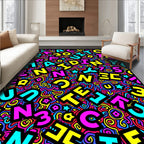 Vibrant Alphabet Chaos Swirl Rug