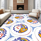 Whimsical Yellow Dog Face Circles Rug