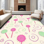 Whimsical Pink Green Swirl Lollipop Rug
