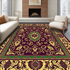 Rich Plum Floral Medallion Border Rug