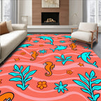 Coral Ocean Dolphins Seahorses and Plants Rug