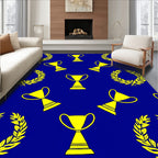 Blue Gold Trophy Laurel Repeat Rug
