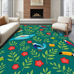 Tropical Birds and Frogs Foliage Rug