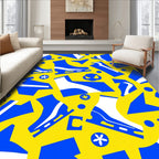 Bold Blue Ice Skate Collage Rug
