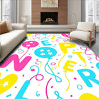 Bright Party Balloons Confetti Letters Rug