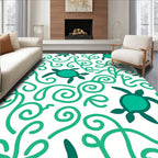 Green Turtle Swirl Ocean Rug