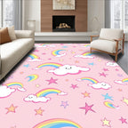Pink Rainbow and Star Cloud Carousel Rug