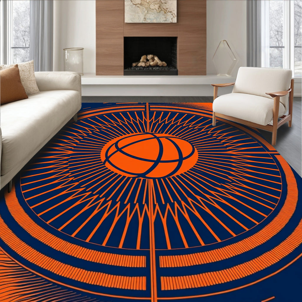 Electric Orange Sunburst Globe Rug