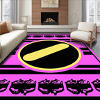 Bold Pink Black Yellow Oval Rug