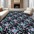 Pink Teal Abstract Floral Garden Rug