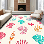 Seashell Coral Aqua Pink Orange Rug