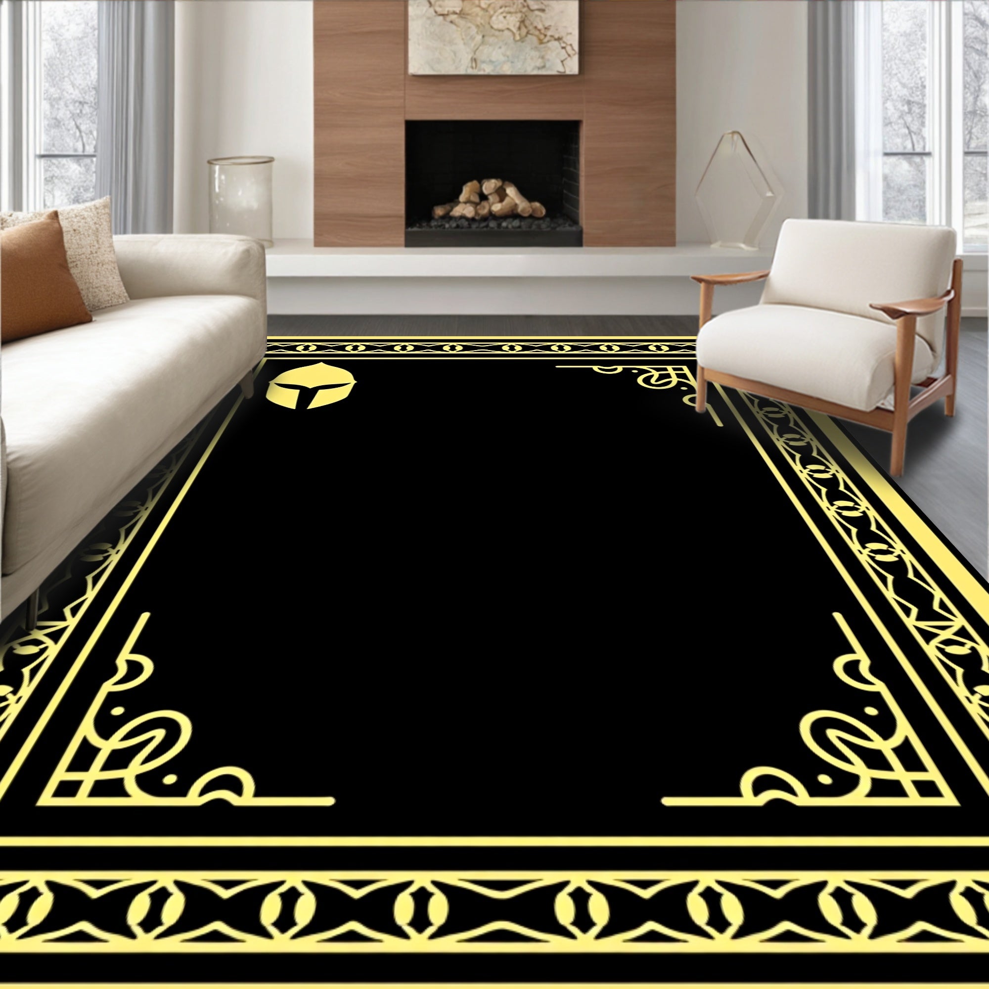 Grecian Gold Helmet Border Rug