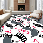 Modern Abstract Flamingo Raccoon Whimsical Rug