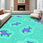 Aqua Blue Dolphin Swirls Rug