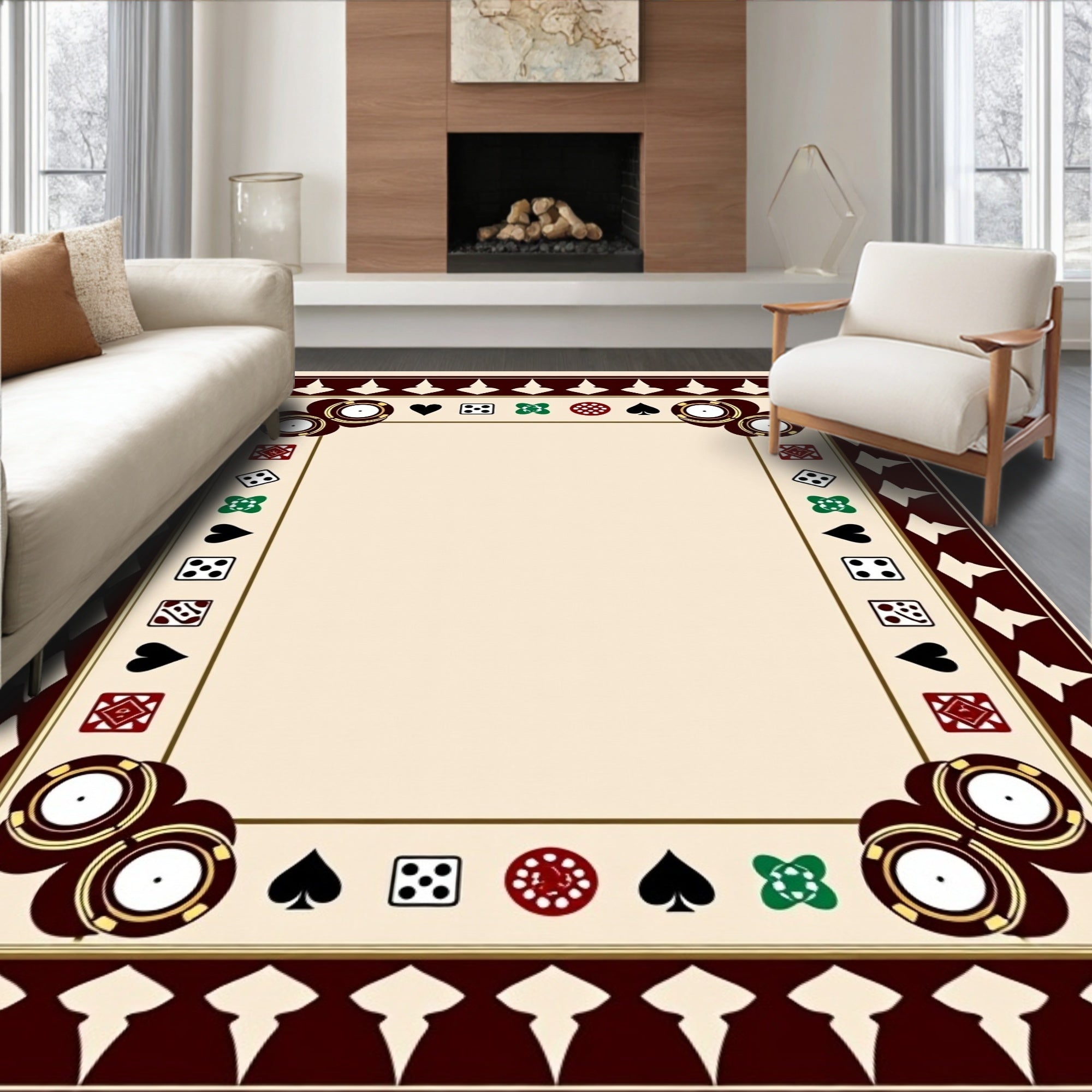 Casino Card Game Chip Border Rug