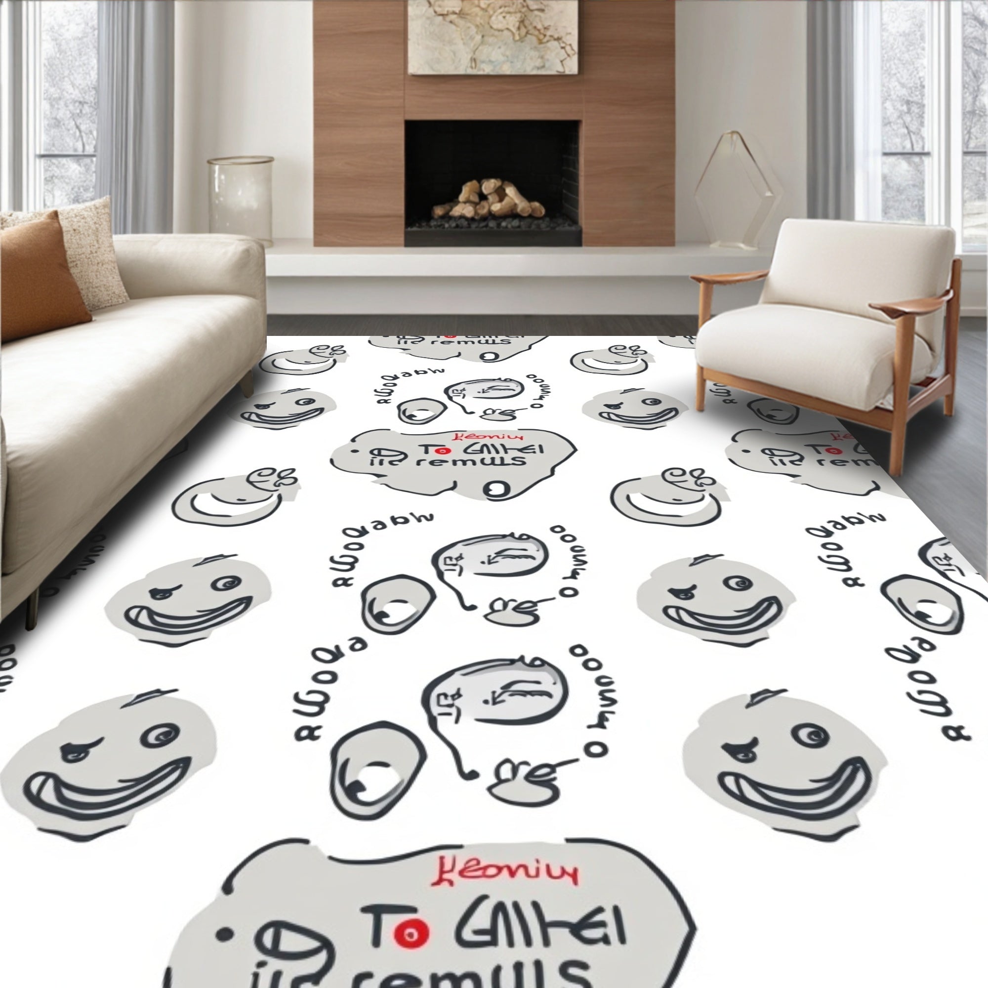 Whimsical Faces With Speech Bubbles Rug