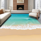 Turquoise Ocean Wave Shoreline Landscape Rug