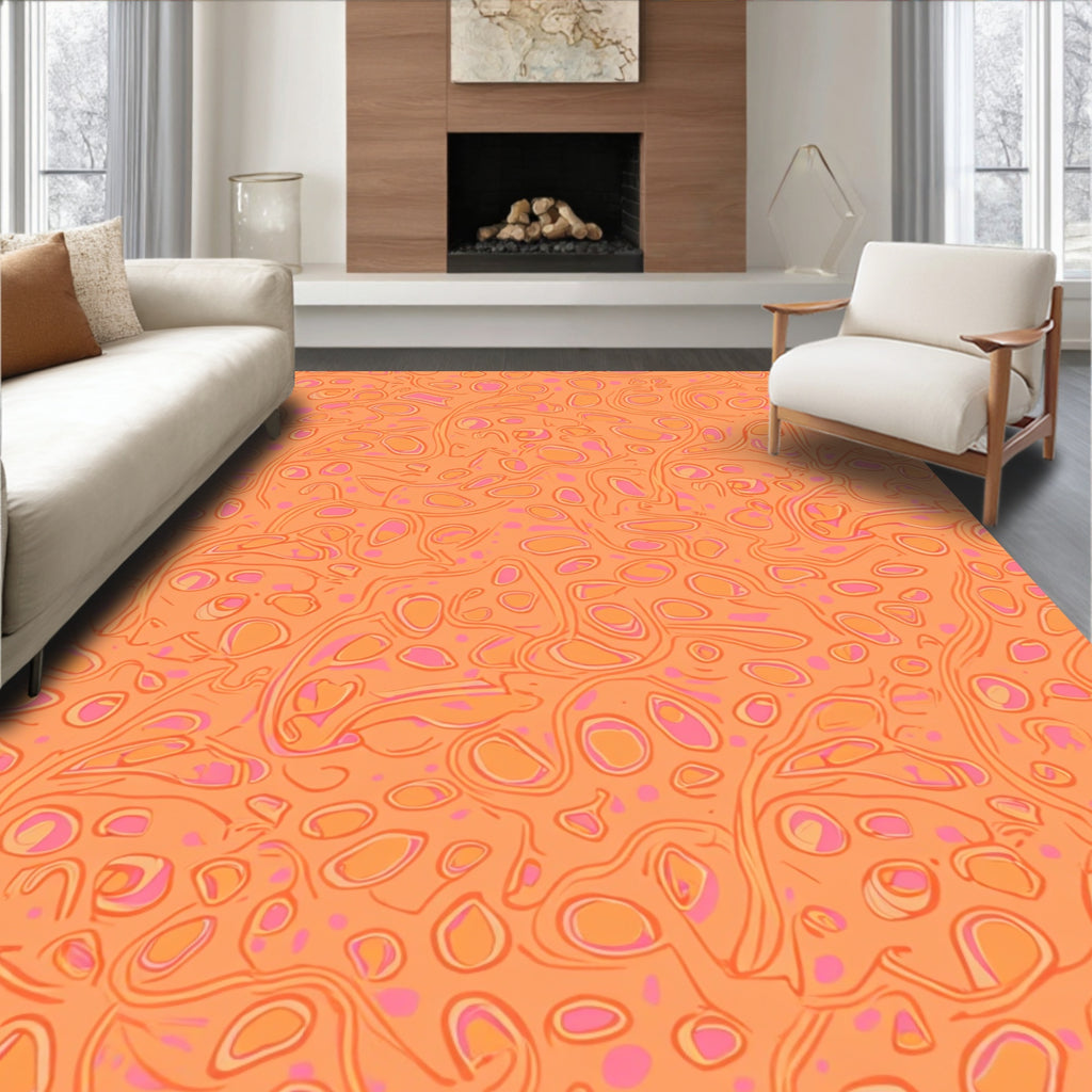 Orange Pink Swirl Organic Cells Rug