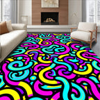 Vibrant Retro Swirl Abstract Rug