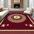 Crimson and Gold Trophy Sunburst Rug