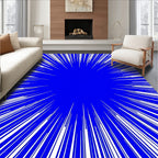 Electric Blue Burst Stripes Rug