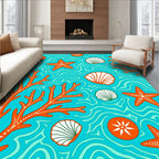 Orange Coral Starfish Sea Life Rug