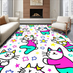 Vibrant Kitty Stars And Shapes Rug