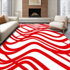 Crimson Abstract Swirl Lines Rug