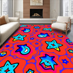 Vibrant Blue Star Whirlygig Rug