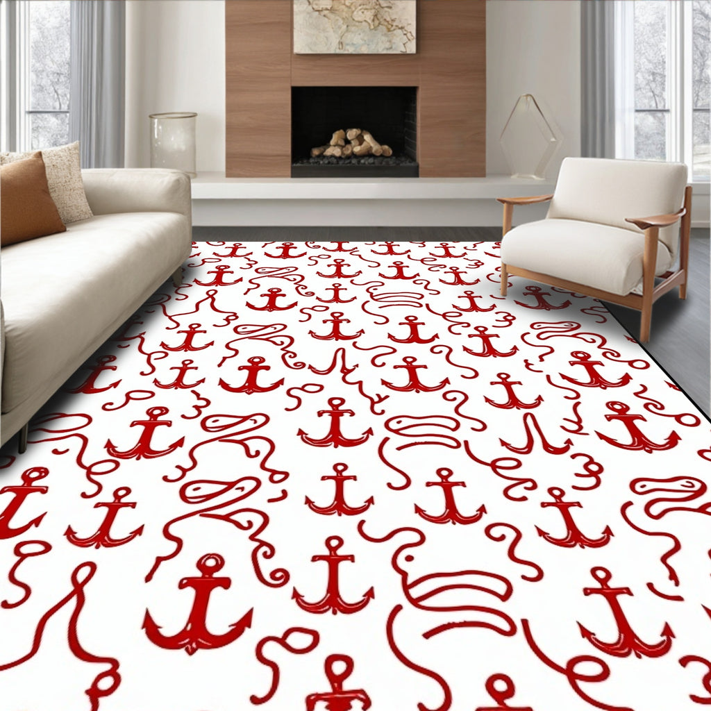 Red Anchor Marine Collage Rug