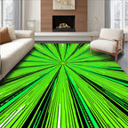 Vibrant Lime Burst Radial Lines Rug