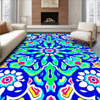 Vibrant Blue Starburst Medallion Rug