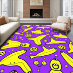 Whimsical Yellow Banana Happy Faces Rug