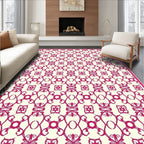 Ornate Magenta Damask Lattice Rug