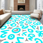 Bright Turquoise Alphabet Scatter Rug