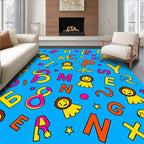 Alphabet Animals Orange Yellow Blue Rug