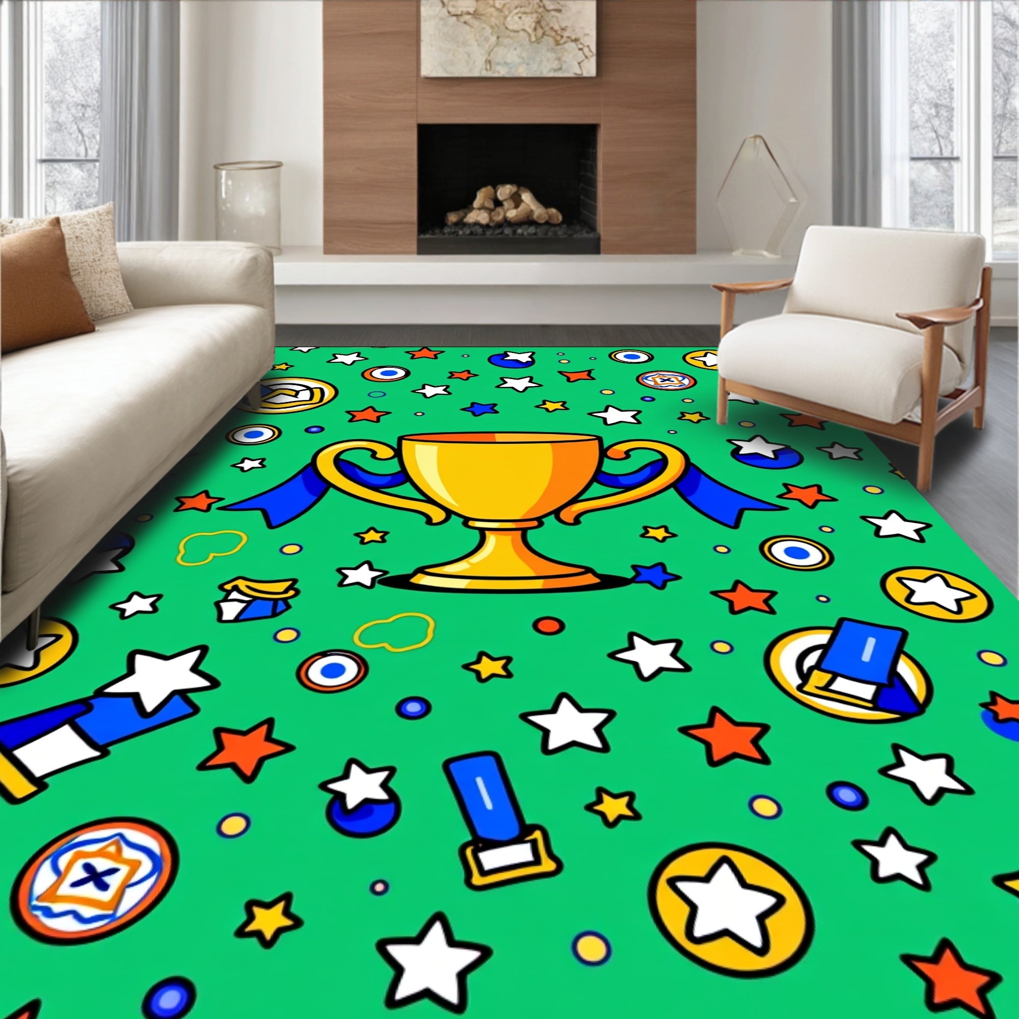 Golden Trophy Starburst Celebration Rug