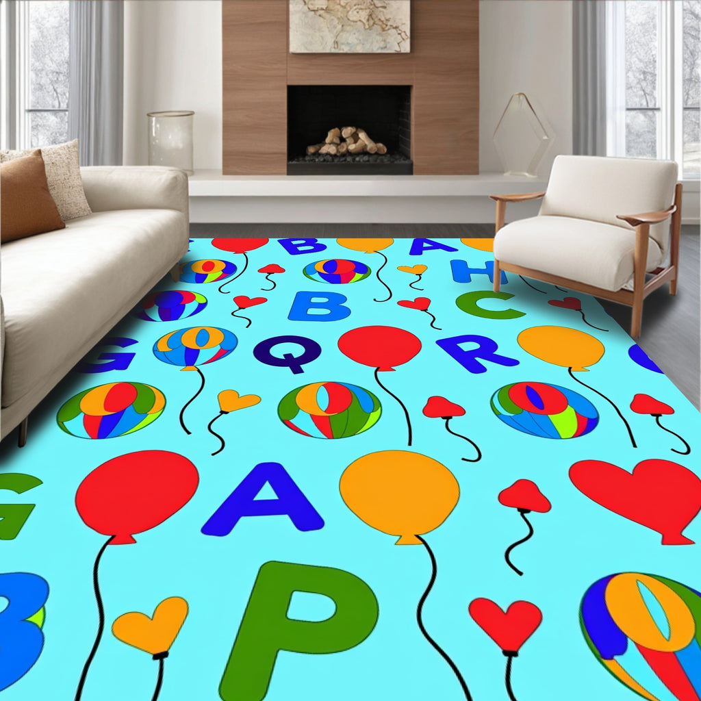 Colorful Balloon Alphabet Party Rug