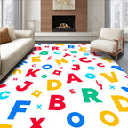 Alphabet Collage Red Blue Yellow Green Rug