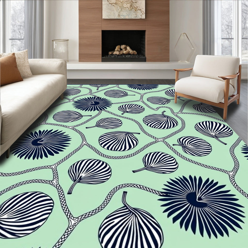 Mint Leaf Vine Floral Rug