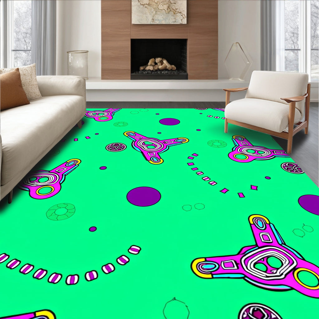 Retro Pink Starburst on Aqua Background Rug