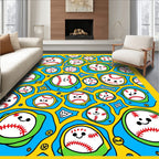 Whimsical Happy Baseball Collage Rug