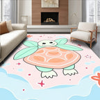 Cute Sea Turtle With Stars Clouds Rug