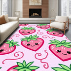 Kawaii Pink Strawberry Swirls Rug